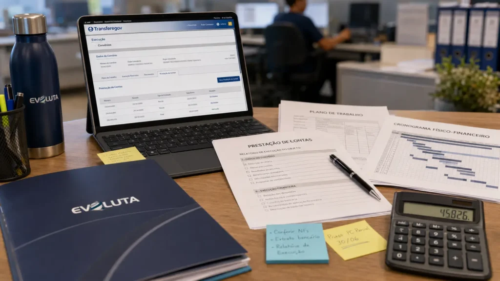 Fichários de convênio e repasses federais com monitor do Transferegov, base para elaborar planos de trabalho