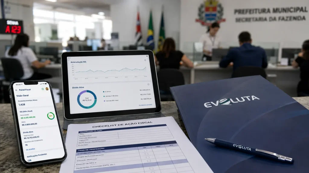 Checklist de ação fiscal e painel de arrecadação na secretaria da fazenda